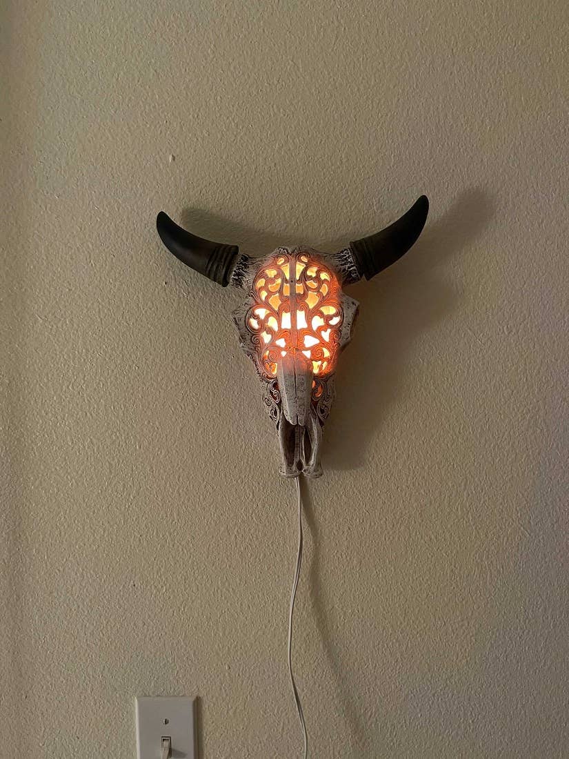 Zeckos - Wholesale Accent/Desk Lamp - Steer Skull Wall Table Accent Light w/ Removable Metal Stand3