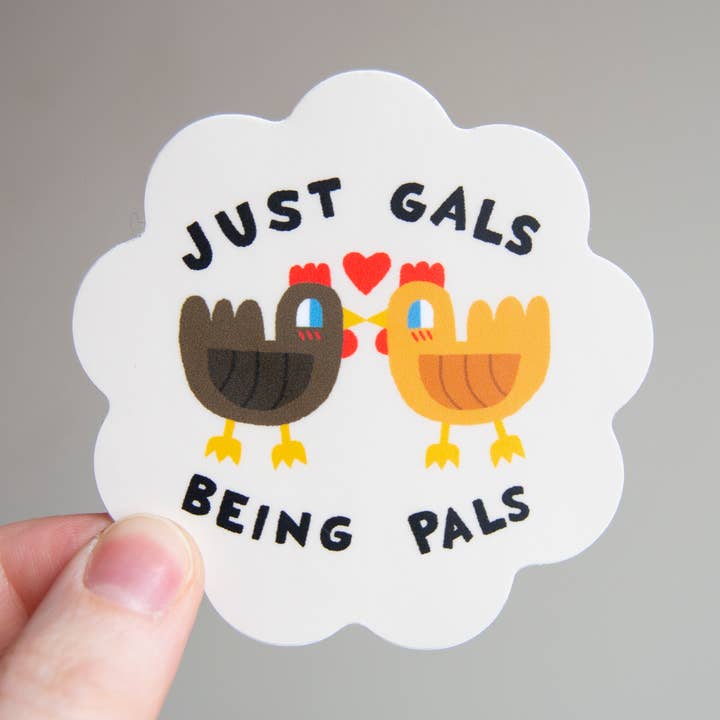 Just Gals Being Pals - 3" Vinyl Chicken Sticker for wholesale by Curlworks