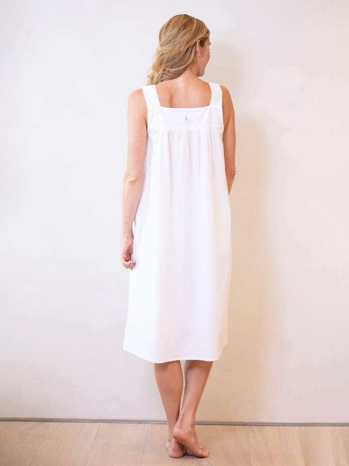 Jacaranda Living - Wholesale Nightgown - Women's - Violet White Cotton Nightgown *Anniversary Style*5