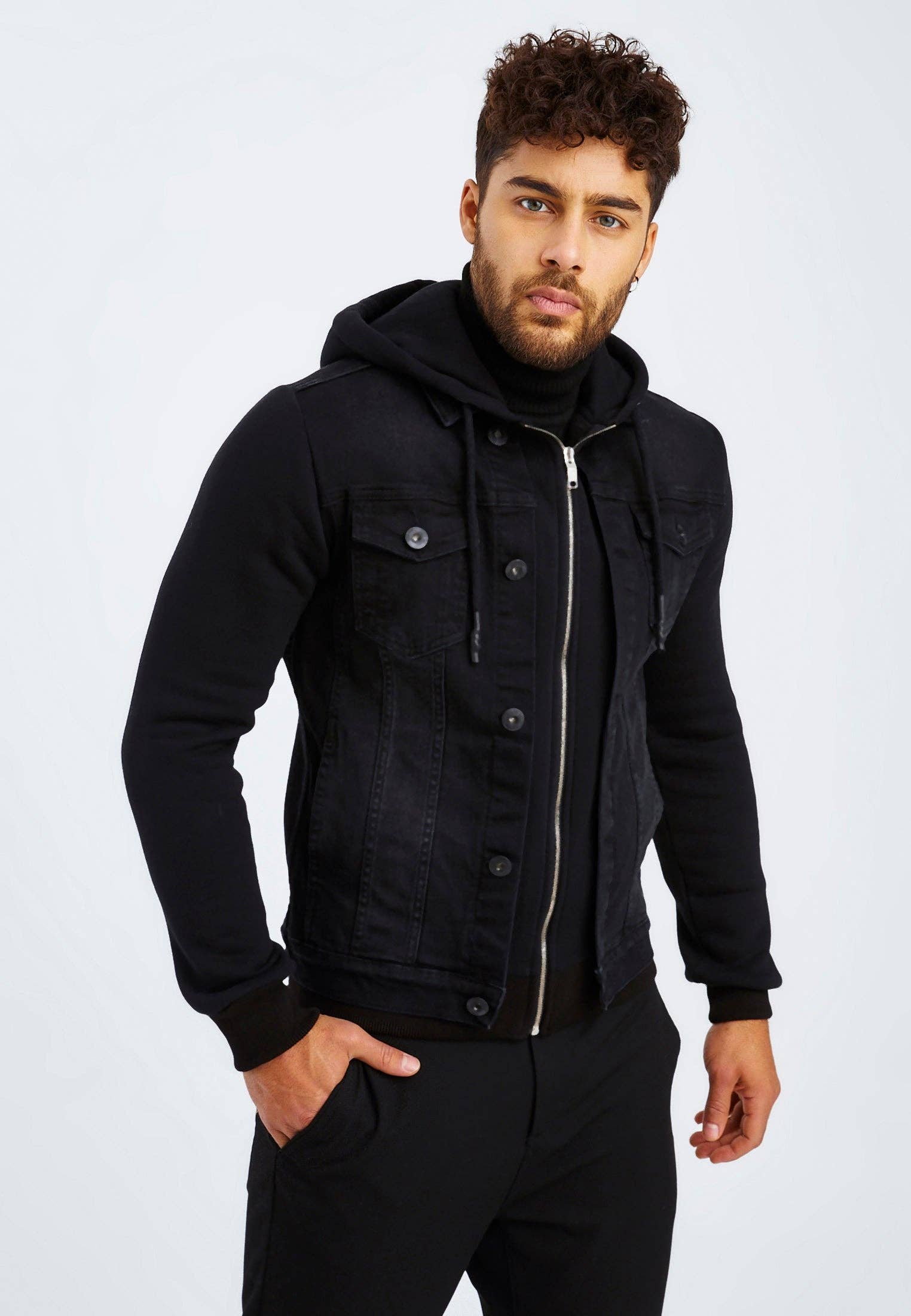 Leif Nelson GmbH - Wholesale Jacket - Men's - Men's Denim Jacket Hood LN-57576