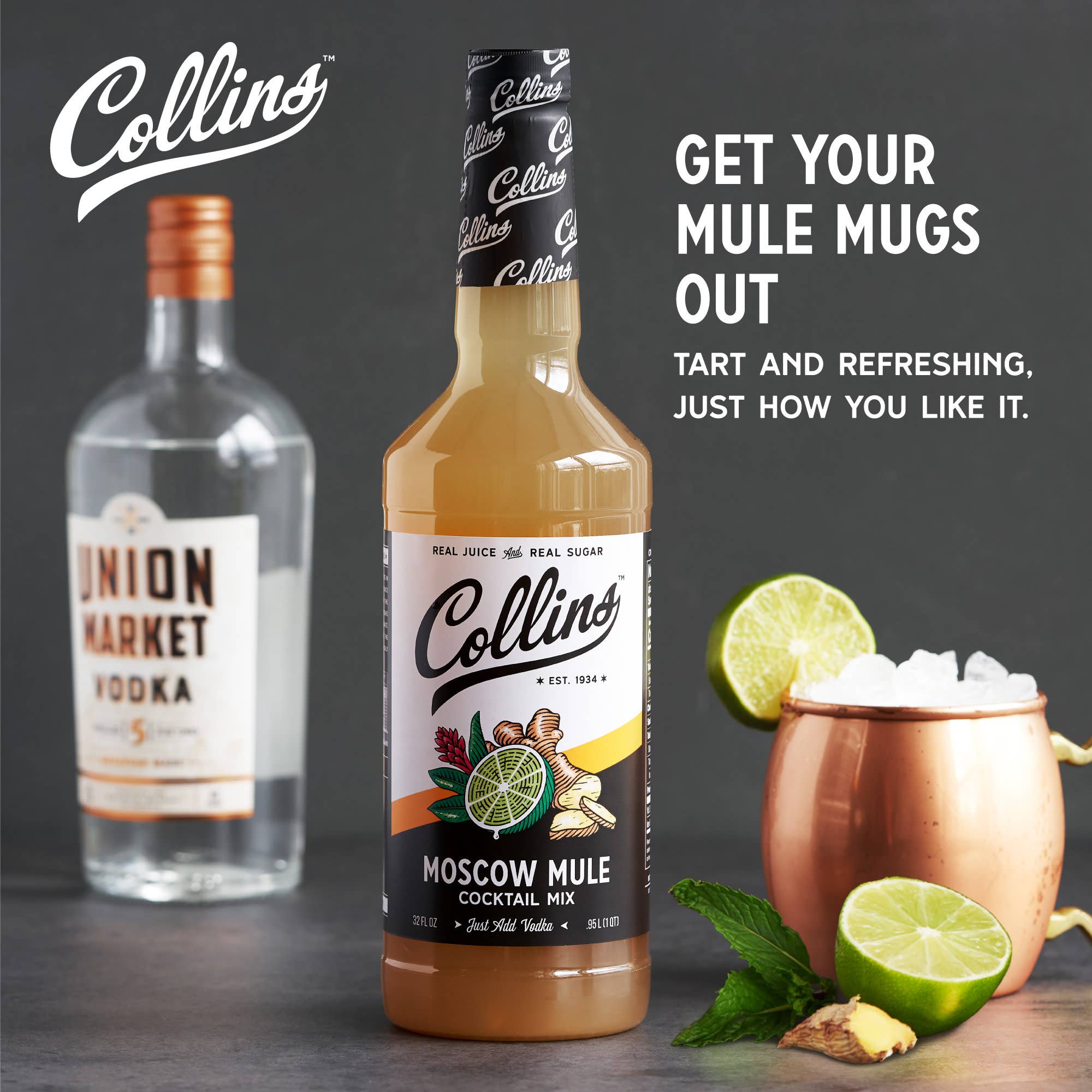 Collins - Wholesale Cocktail Mix/Syrup - Real Sugar Moscow Mule Cocktail Mix 32 oz1