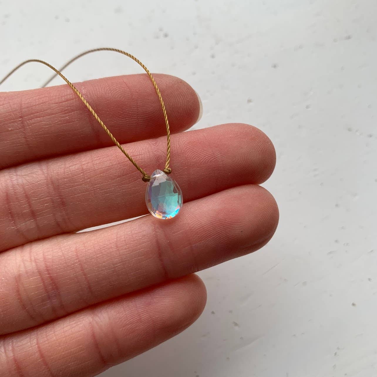 Merelani Designs - Wholesale Pendant/Charm Necklace - Hydroquartz Mystic Rainbow Faceted Teardrop Cord Necklace2