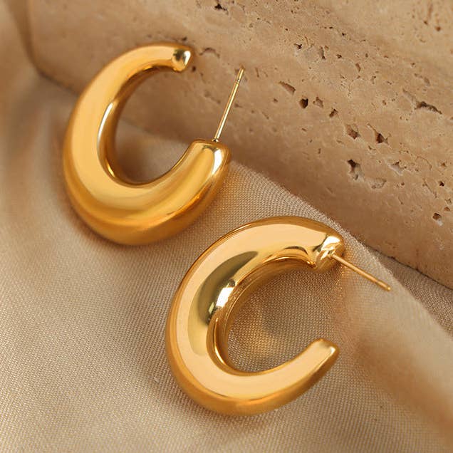 Brincos de Argola Grossa Banhados a Ouro 18K por atacado de Koch La Ni Jewelry