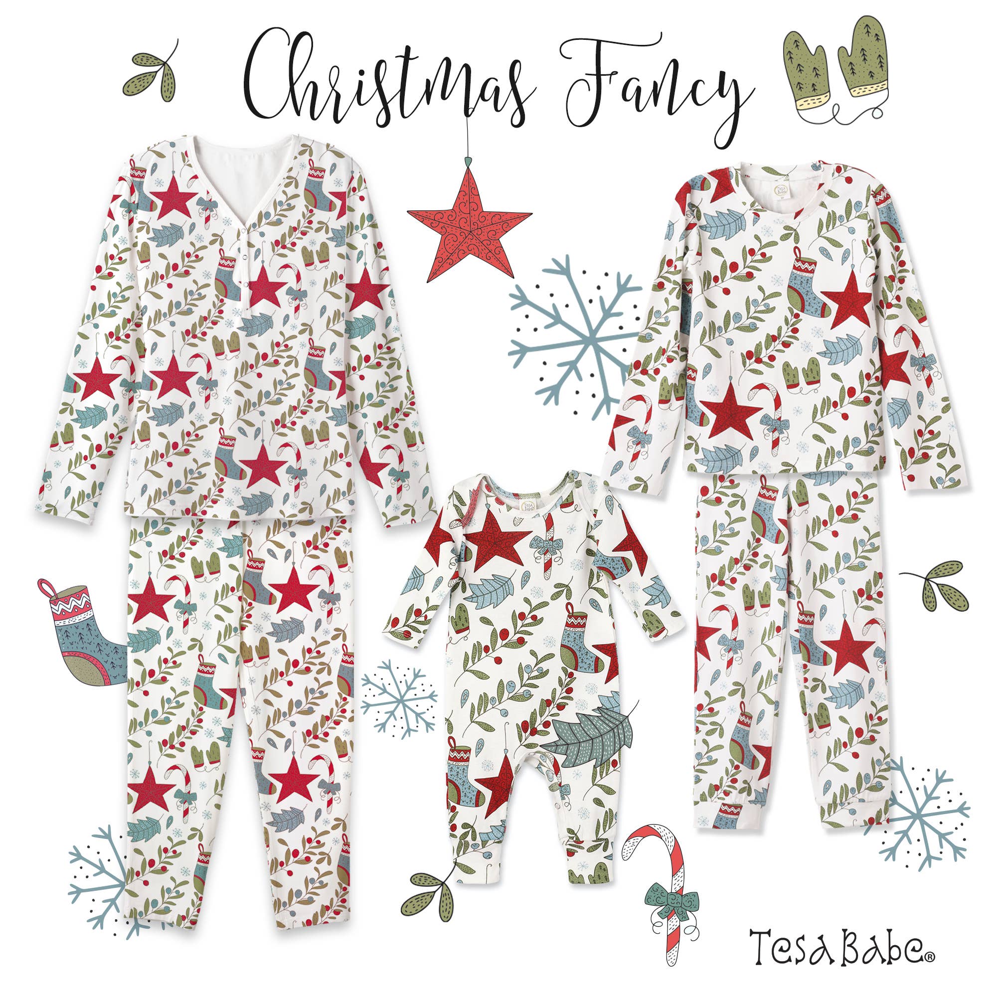 Tesa Babe - Wholesale Jurk - Kinderen - Bamboe-jurk met kerststerren voor meisjes2