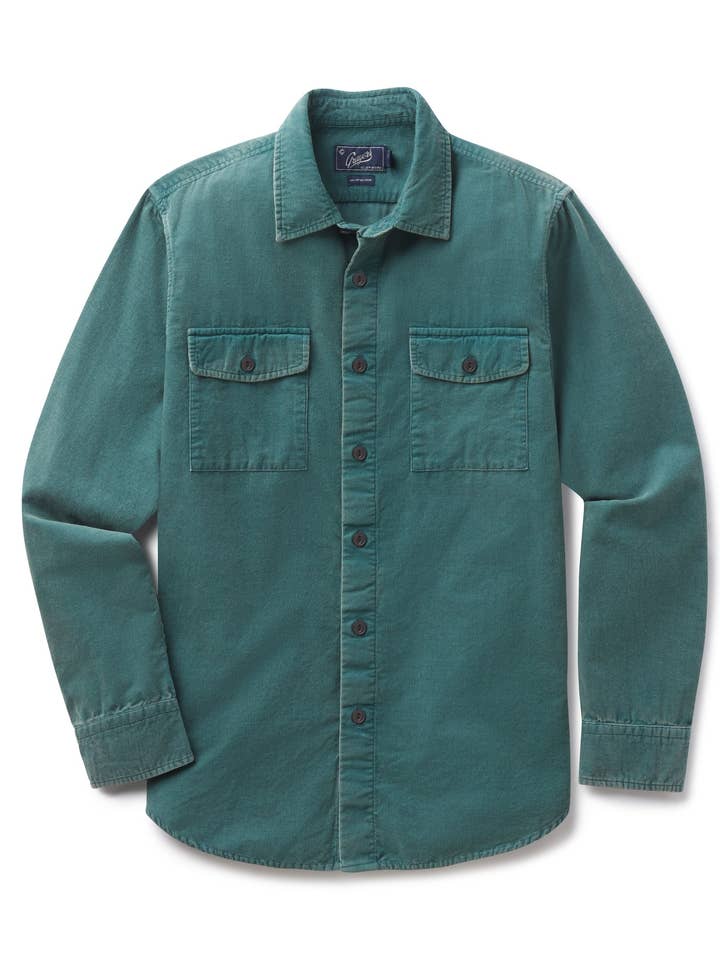 Camicia Vintage Tinta in Capo Jeremiah - Teal per la vendita all'ingrosso da parte di Grayers