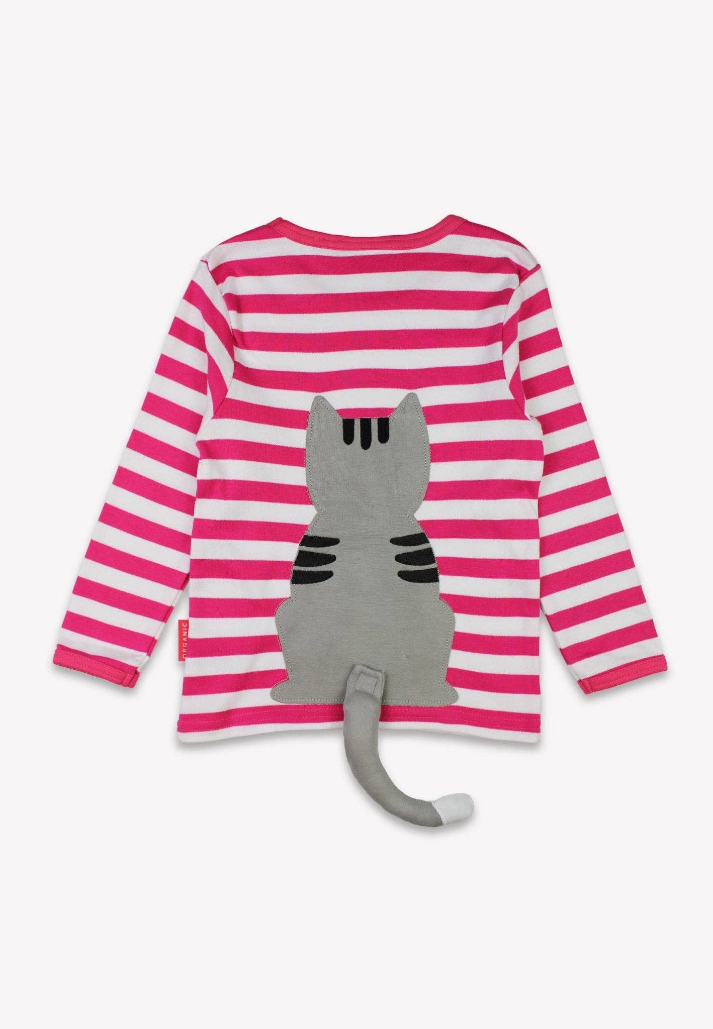 Toby Tiger - Wholesale T-Shirt - Kids - Organic Pink Kitten Applique Long-Sleeved T-Shirt4