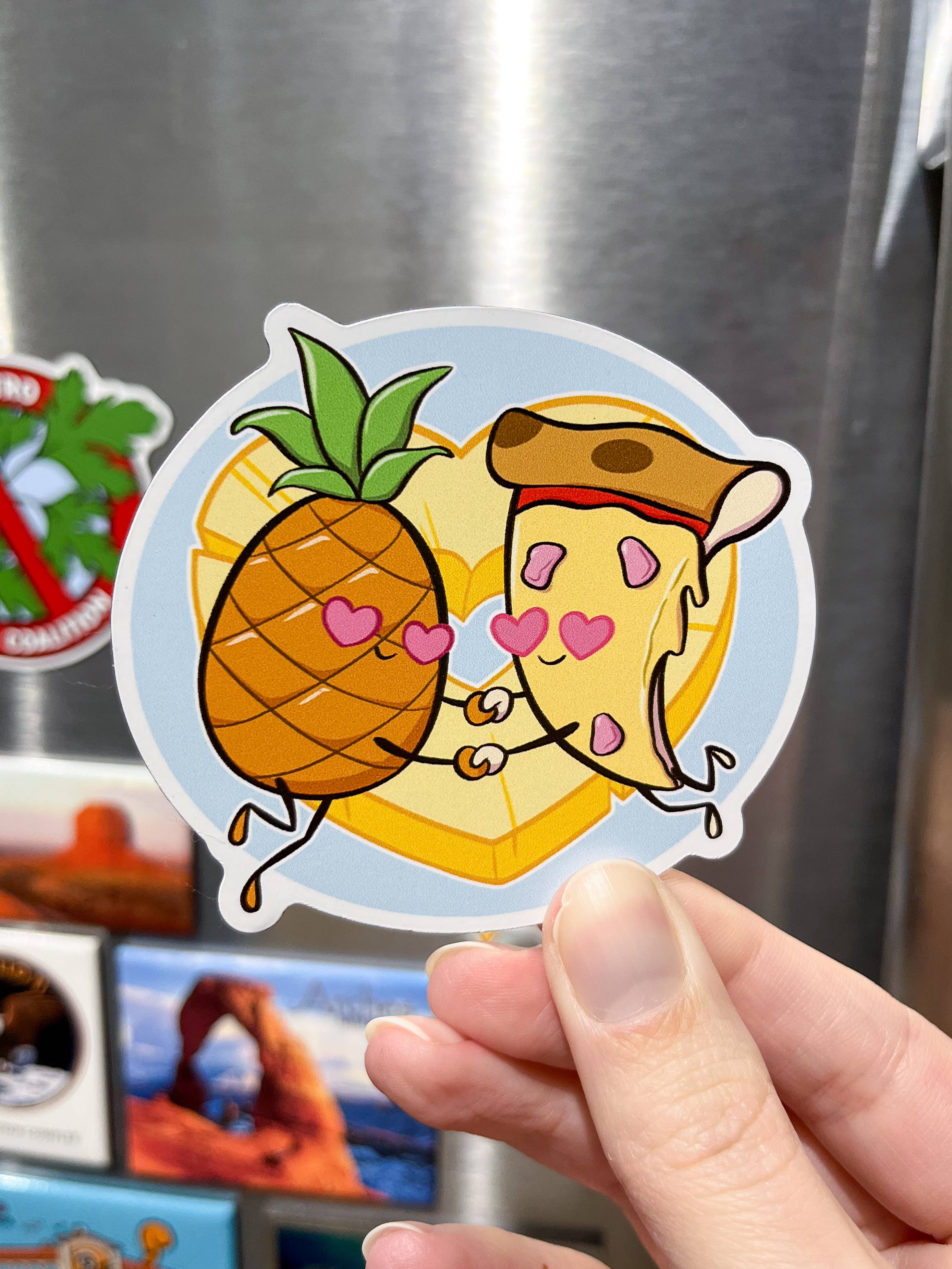 Geekly Whimsical - Wholesale Magnet - Pineapple Loves Pizza Die Cut Fridge Magnet2
