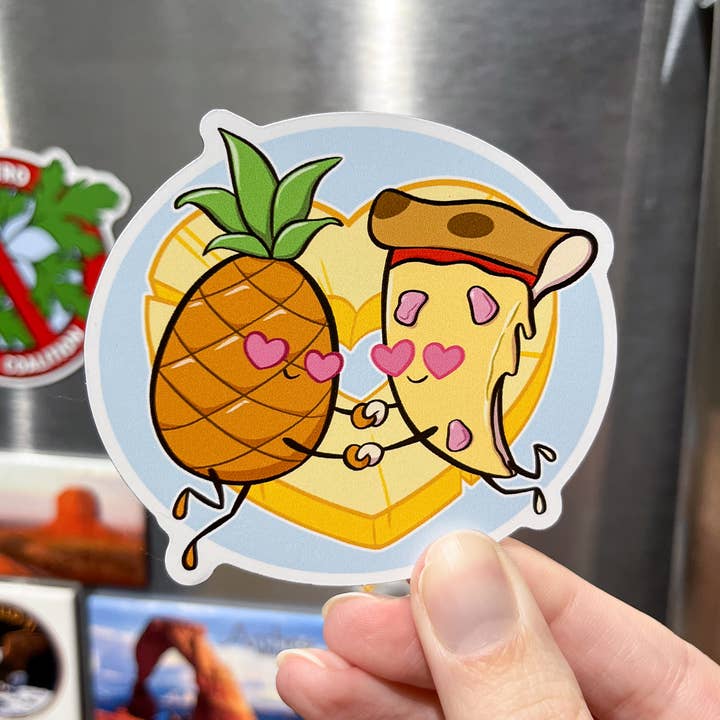 Geekly Whimsical - Wholesale Magnet - Pineapple Loves Pizza Die Cut Fridge Magnet2
