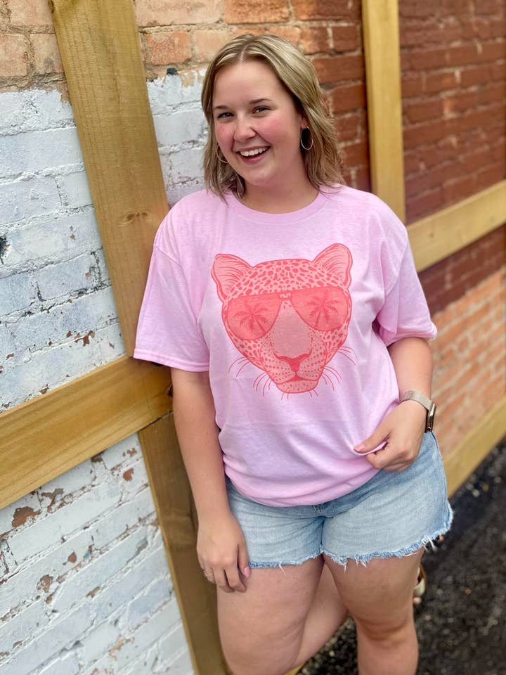 Cheetah with Palm Sunglasses (Gildan T-Shirt) for wholesale by 1/2 Penny Wholesale