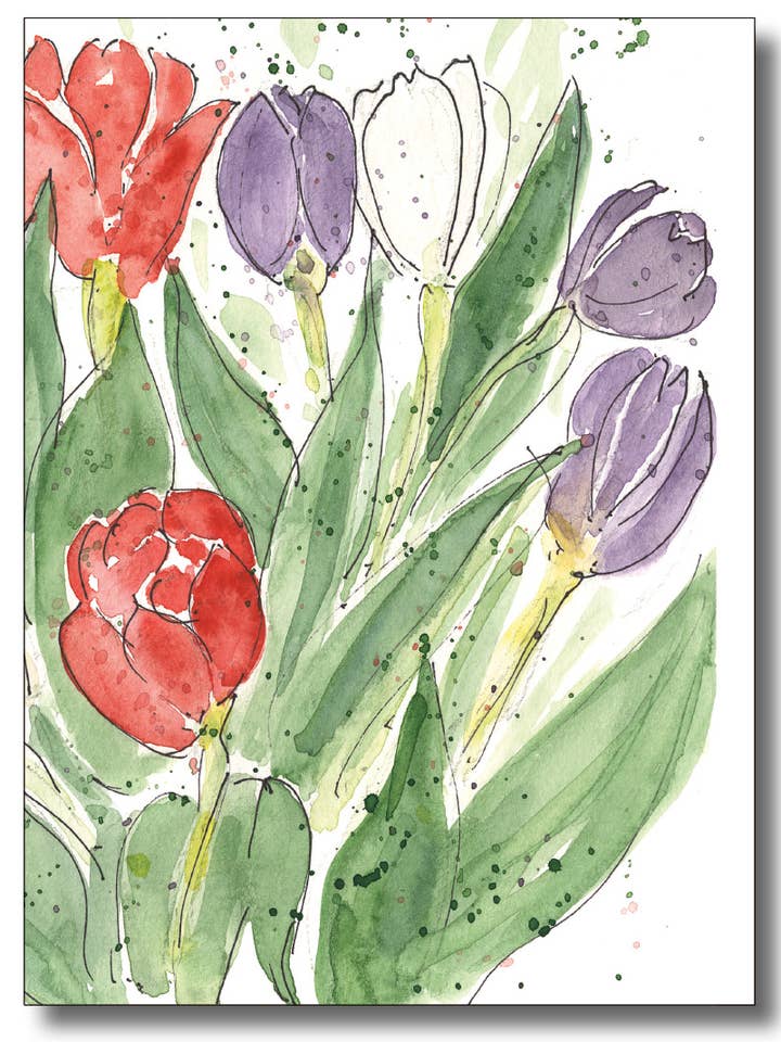 Spring Tulips dagelijkse wenskaart voor wholesale door WORDS & WATERCOLORS BY PEG CONLEY