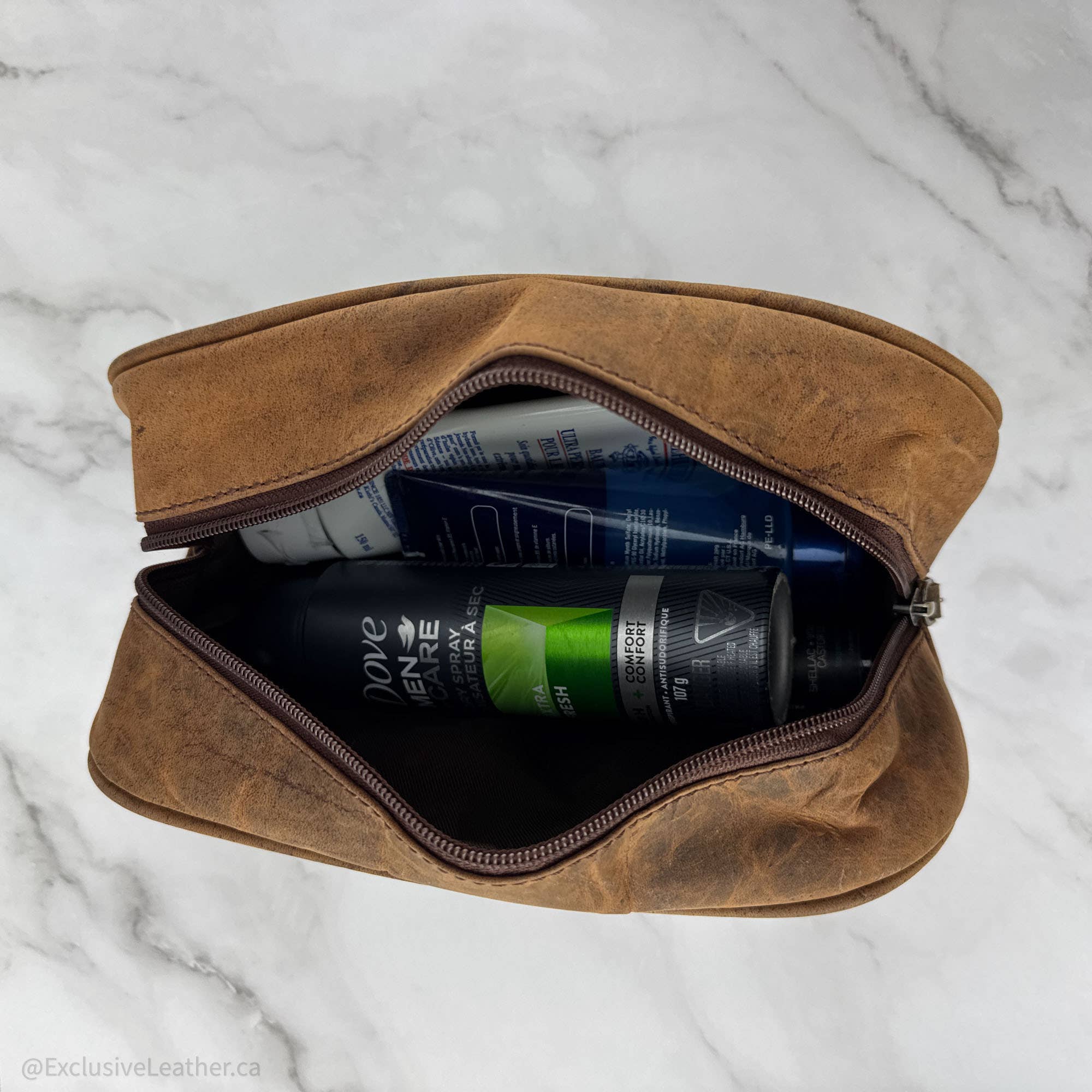 Exclusive Art Inc – Großhandel Kosmetiktasche – Unisex – Buff Leder Unisex Kulturbeutel / Toilettentasche - Wochenendausflug1