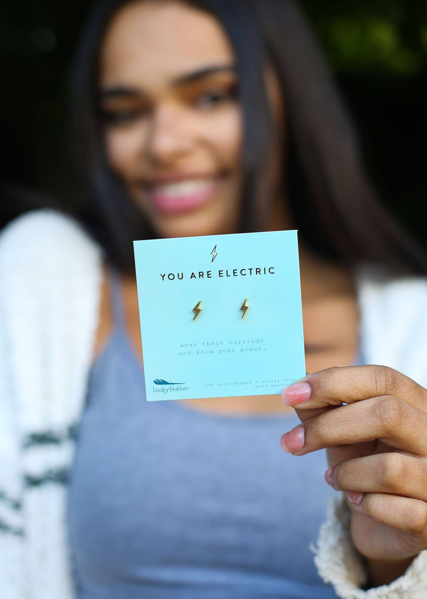 Lucky Feather – wholesale Stud/post earrings – New Moon Gold Earrings - ELECTRIC/BOLT3