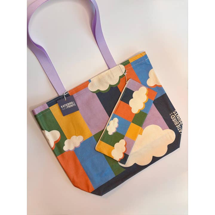Katiebird Prints - Wholesale Tote Bag - Unisex - Wanderlust Colorful Cloud Pattern Everyday Reusable Tote5
