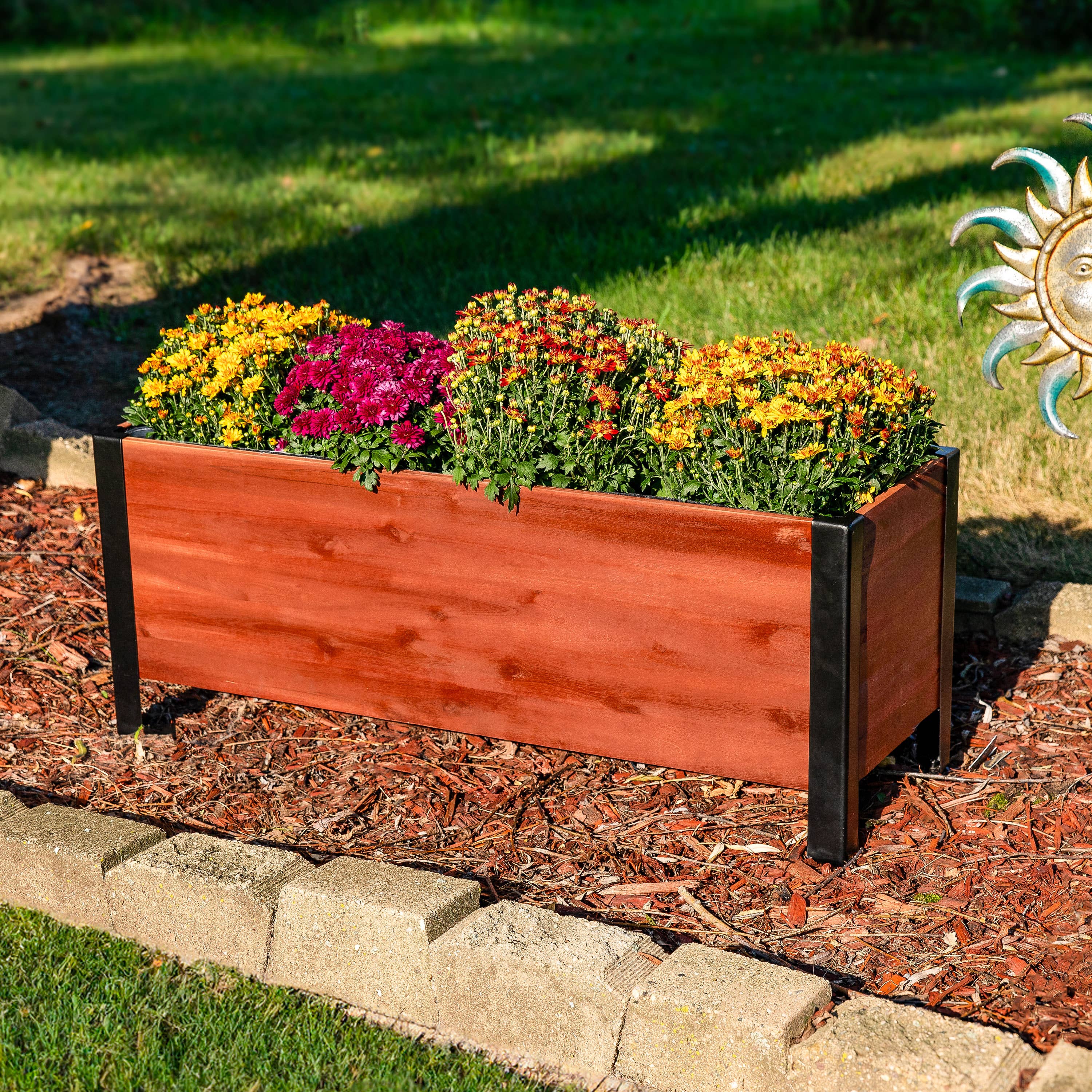 Sunnydaze Decor - Wholesale Planter Box - Acacia Wood Raised Garden Bed with Liner - 14.75" H - Brown0