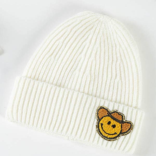 Shop Neighbors - Vente Bonnet – femme - BONNET EN TRICOT COWBOY SMILE PATCH1