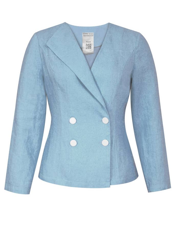 CHIC STAR - Vente Blazer – femme - Blazer asymétrique en lin grande taille Chic Star en vert 0421241