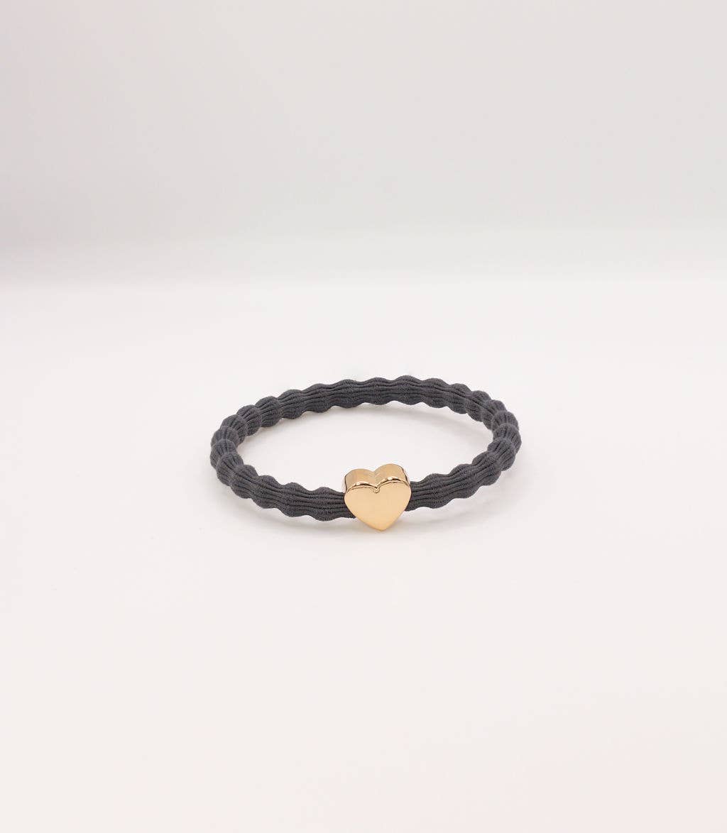 Last True Angel - Wholesale Hair Tie - Wave Hair Tie with Gold Heart Charm (Various Colours)12