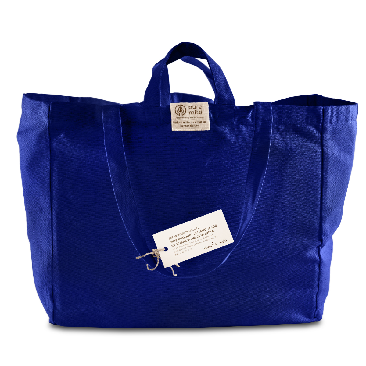 Pure Mitti - Wholesale Tote Bag - Unisex - Multi-Pocket 100% Cotton Grocery Tote – Indigo1
