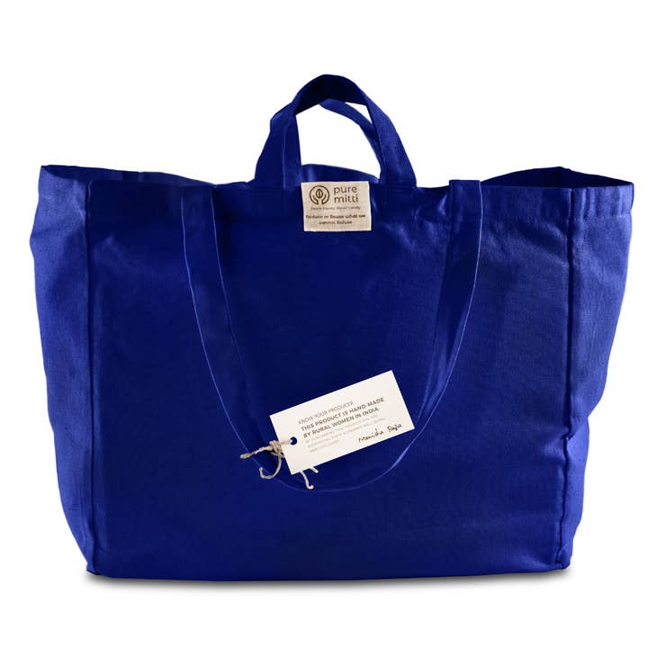 Pure Mitti - Wholesale Tote Bag - Unisex - Multi-Pocket 100% Cotton Grocery Tote – Indigo1