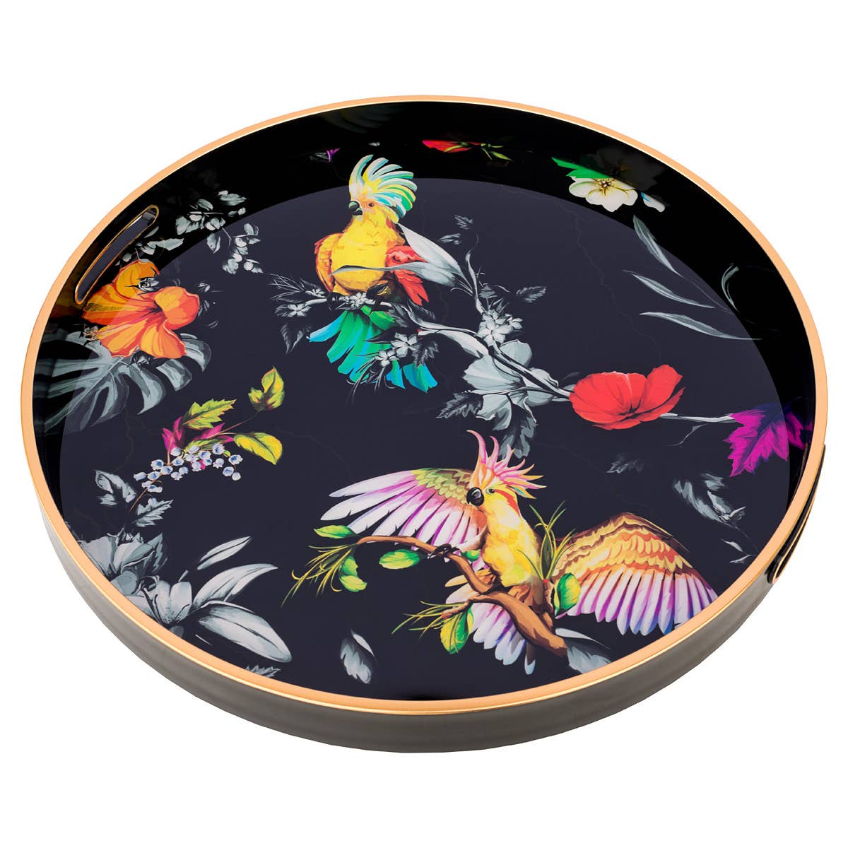 Febland – wholesale Decorative tray – Circular Tray Set With Parrot Design4