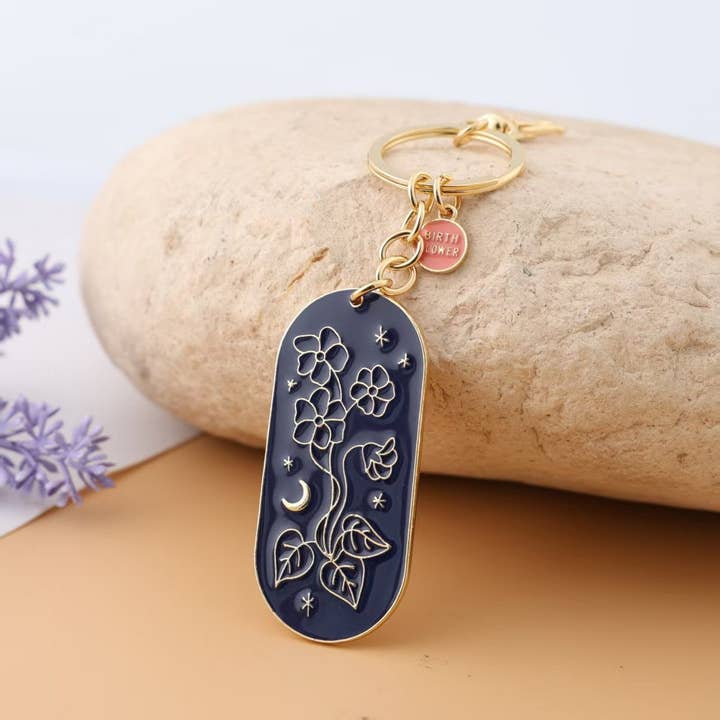 ACCITY - Wholesale Keychain - Women's - Botanical Enamel Keychain with Birth Flower_CWMM98381