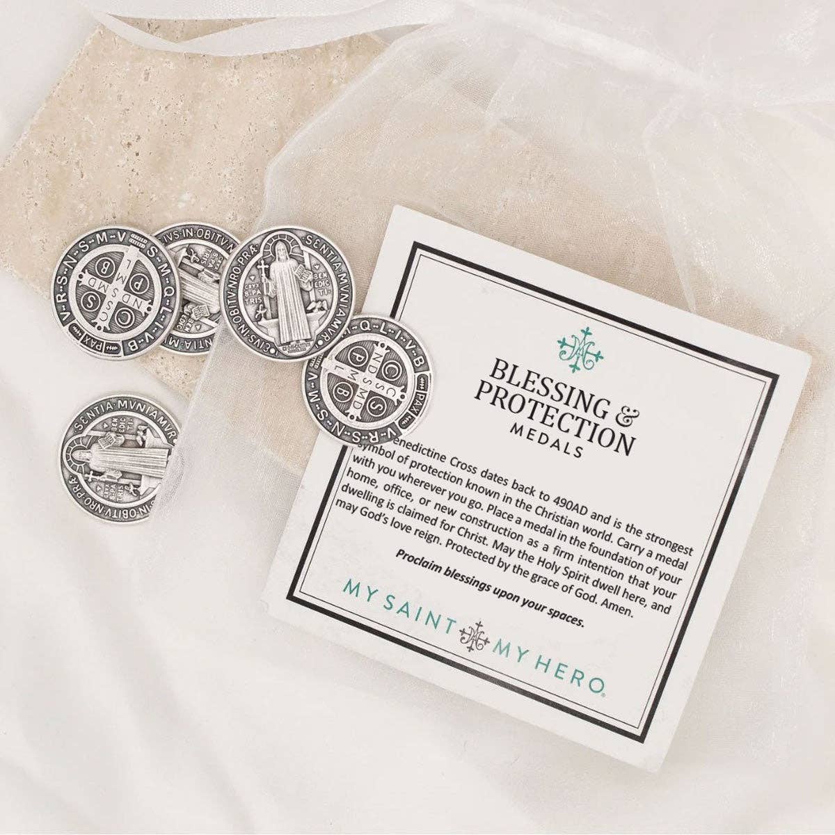 My Saint My Hero - Wholesale Meditation Supplies - Firm Foundation St. Benedict Protection Medal Set1