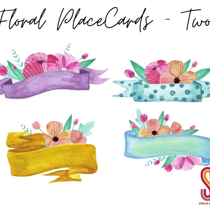 Floral Placecards - Set of 4 for wholesale by Swizzle Stir Stix