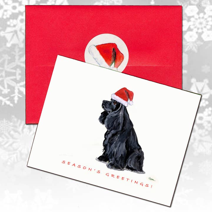 Zeppa Studios - Wholesale Christmas Card - American Cocker Spaniel Black Christmas Cards