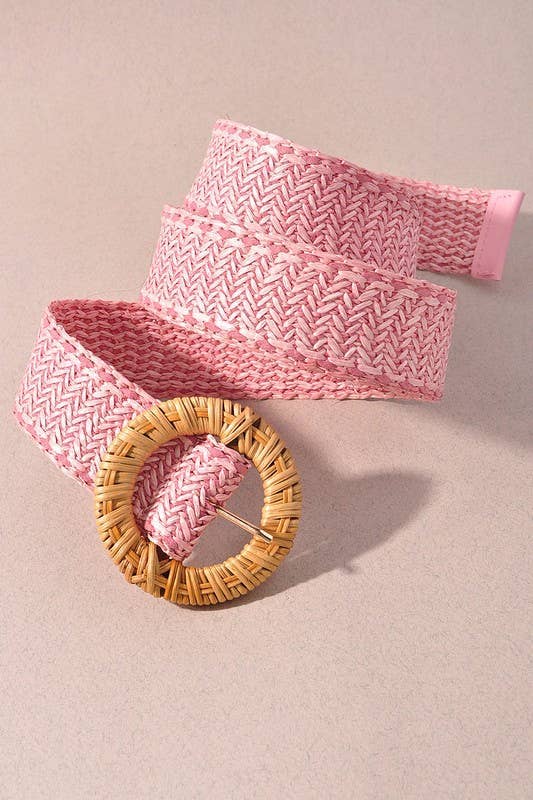 anbfashion - Wholesale Belt - Women's - STRAW ROUND BUCKLE BELT JCB17167