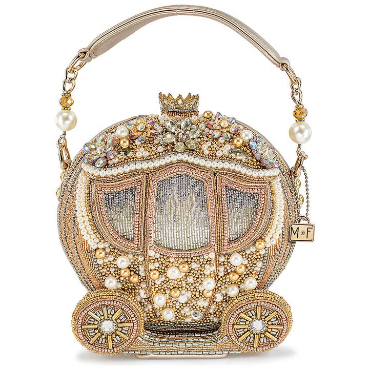 Mary Frances Accessories - Wholesale Top Handle Bag - Women's - Dream Big Beaded Gold Carriage Handbag