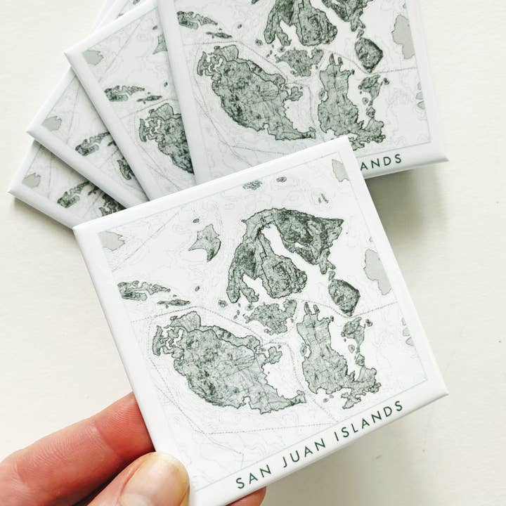 Turn-of-the-Centuries - Wholesale Magnet - San Juan Islands Washington Topo Map: MAGNET3