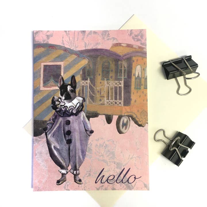 Pergamo Paper Goods - Venta al por mayor Tarjetas de felicitación - Tarjeta de payaso francés - «Hola»