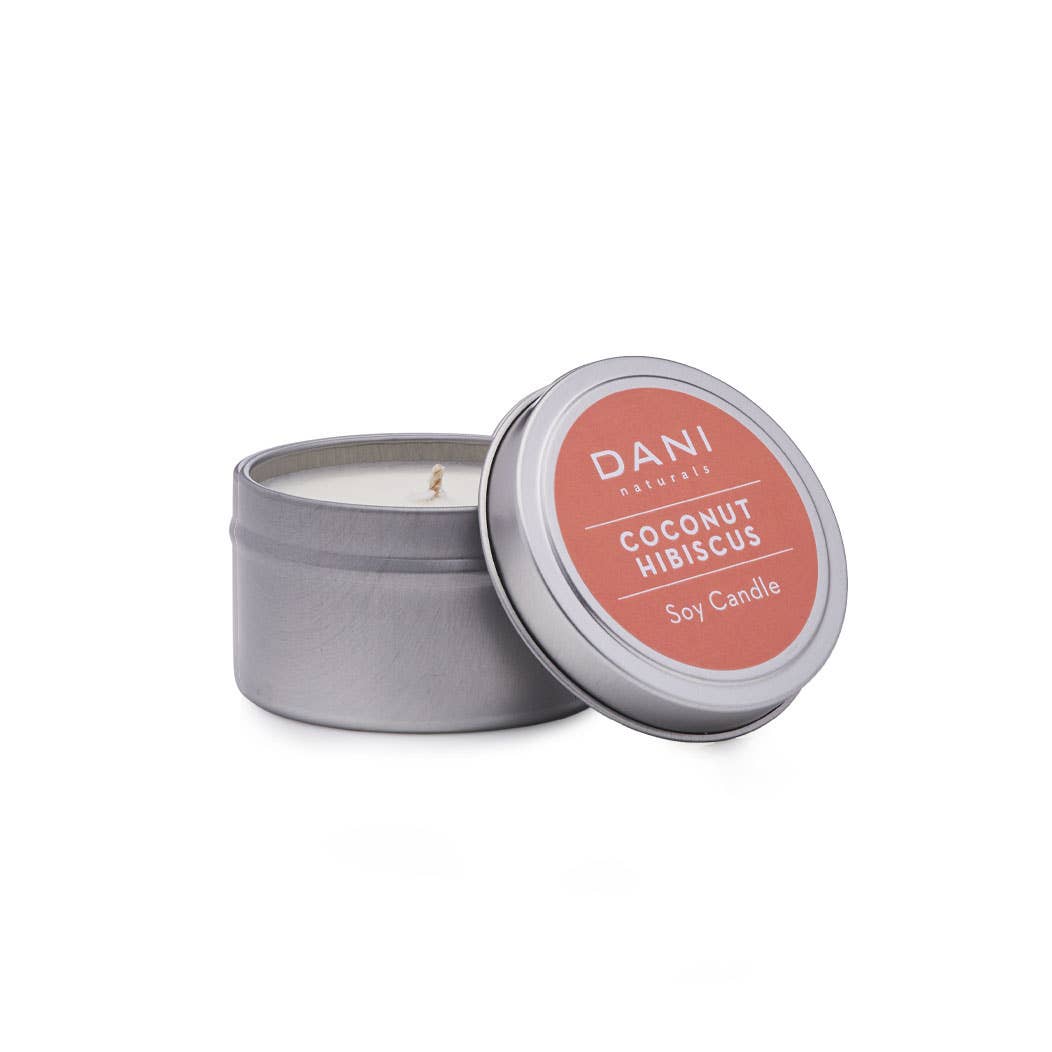 DANI Naturals - Wholesale Travel Candles - Coconut Hibiscus Travel Candle Tin 2oz