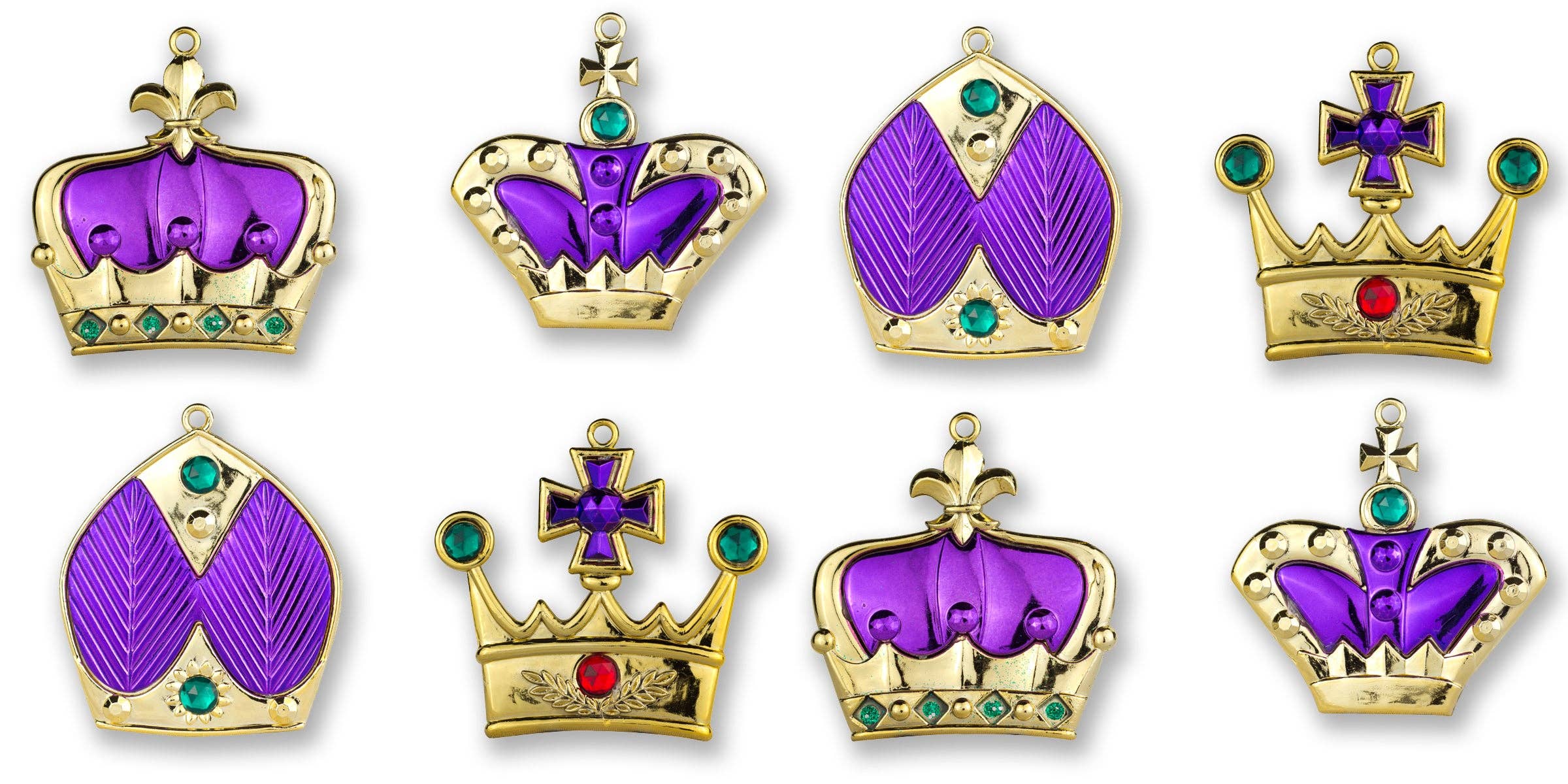 Winterland Inc. - Wholesale Ornament Set - 8 Pack of Purple Crown Ornaments0