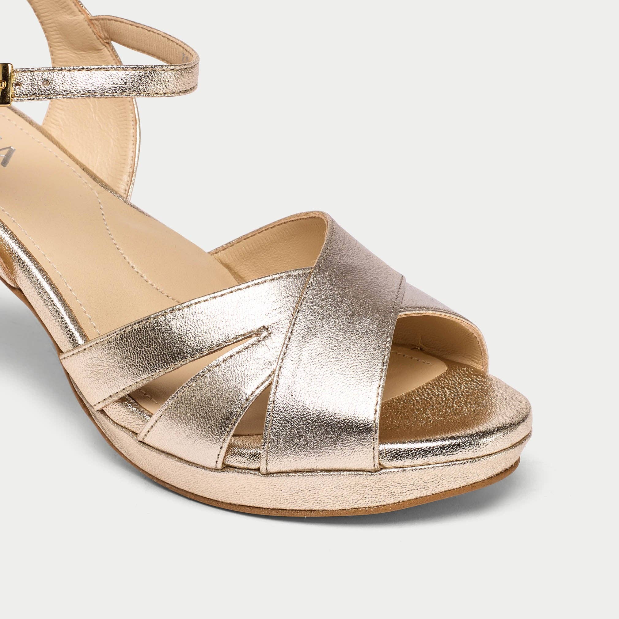 Calla – Engroshandel Højhælede sko - Dame – Emily - Champagne Læder3