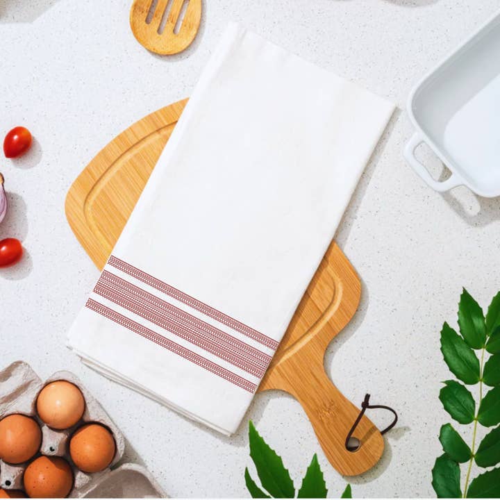 Fuckity Stripe Red and White Illusion Superior Cotton Tea Towel for wholesale by Twisted Wares