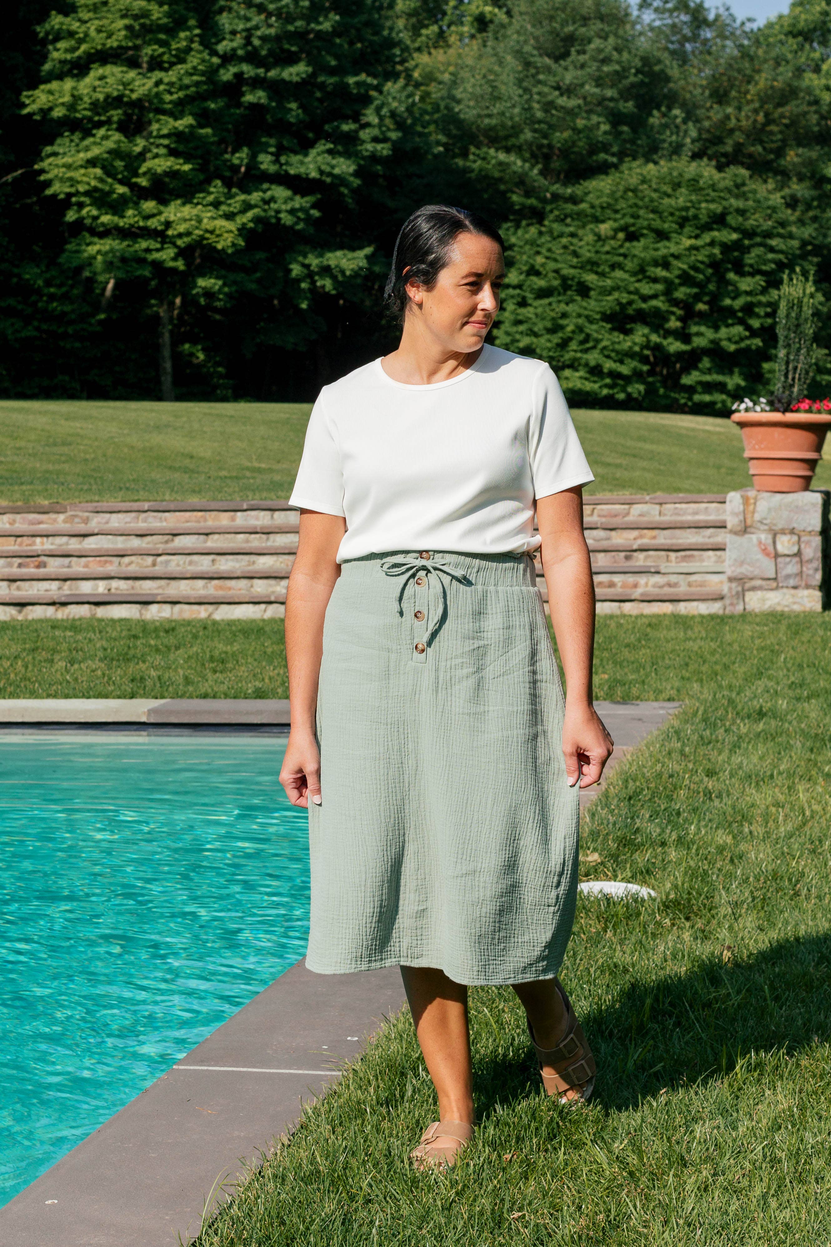 The Main Street Exchange - Wholesale Skirt - Women's - 'Courtney' Paper Bag Waist Cotton Gauze Skirt FINAL SALE1