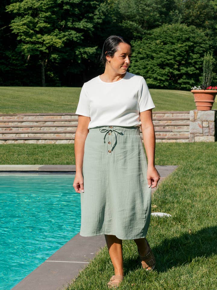 The Main Street Exchange - Wholesale Skirt - Women's - 'Courtney' Paper Bag Waist Cotton Gauze Skirt FINAL SALE1