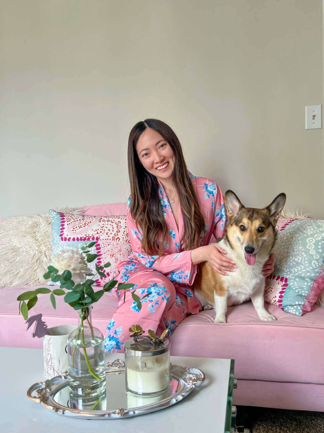 rose Ensemble de Pyjama à Fleurs 2 Pièces en vente sur Faire7