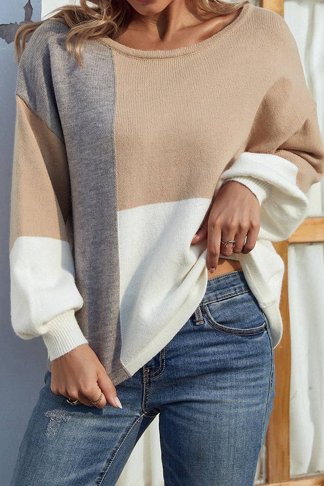 UNISHE – wholesale Pullovertröja - Dam – Color Block Back Tie Pullover Tröjor MMY0219