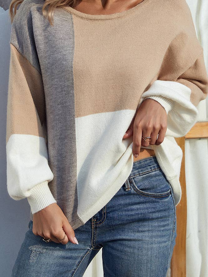 UNISHE – wholesale Pullovertröja - Dam – Color Block Back Tie Pullover Tröjor MMY0219