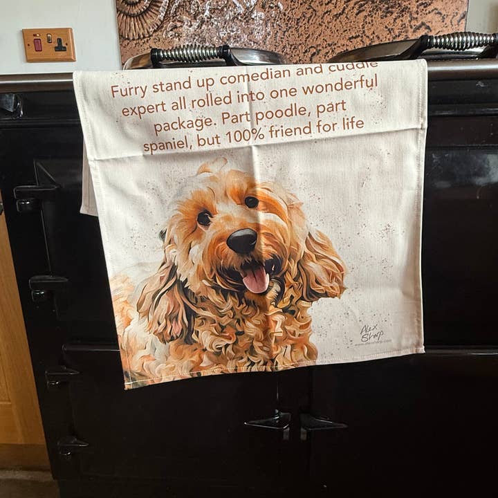 Cockapoo Tea Towel 100% cotton for wholesale by Alex Sharp