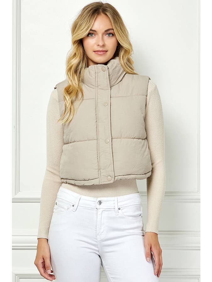 Veracci - Wholesale Puffer Jacket - Women's - Lightweig Padded Crop Puffer Vest, Sleeveless Puffer Vest