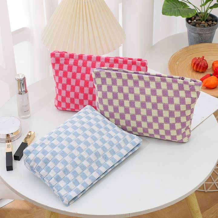 JOSSLYN by wall to wall - Wholesale Makeup/Cosmetic Bag - TRAVEL CHECKER MAKEUP COSMETIC POUCH BAG | 40P528
