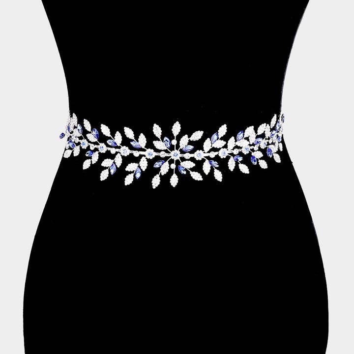 Sensibling Corp. - Wholesale Belt - Women's - Marquise Crystal Floral Rhinestone Sash Ribbon Wedding Belt