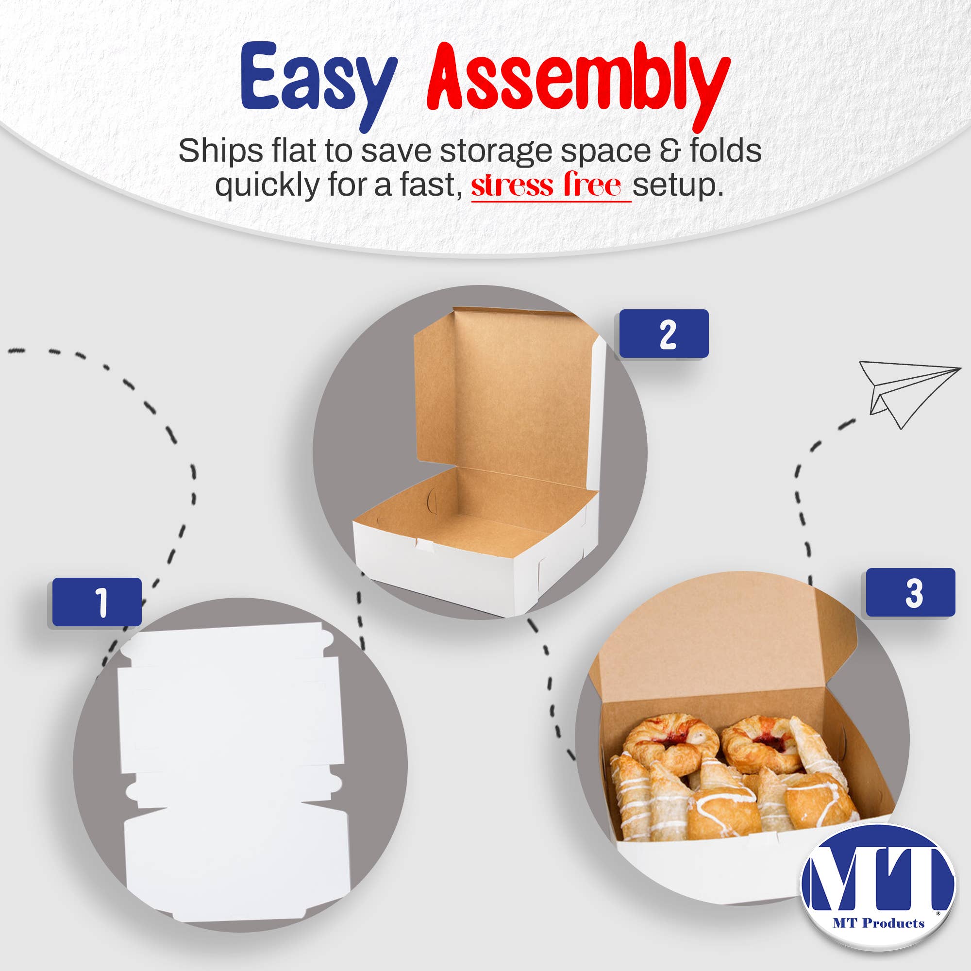 MT Products - Wholesale Gift Box - MT Products Cookie Boxes 12" x 12" x 5" - White Bakery Boxes5