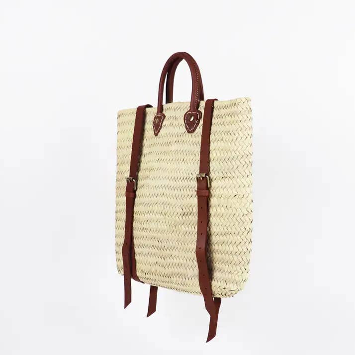 Melecraft - Wholesale Backpack - Women's - Straw Backpack - Straw Beach Bag with Leather Strap