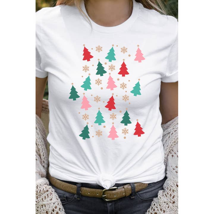 Kissed Apparel - Wholesale Screen printed t-shirt – Women′s - Christmas Tree Snowflake Sprinkles Graphic Tee5