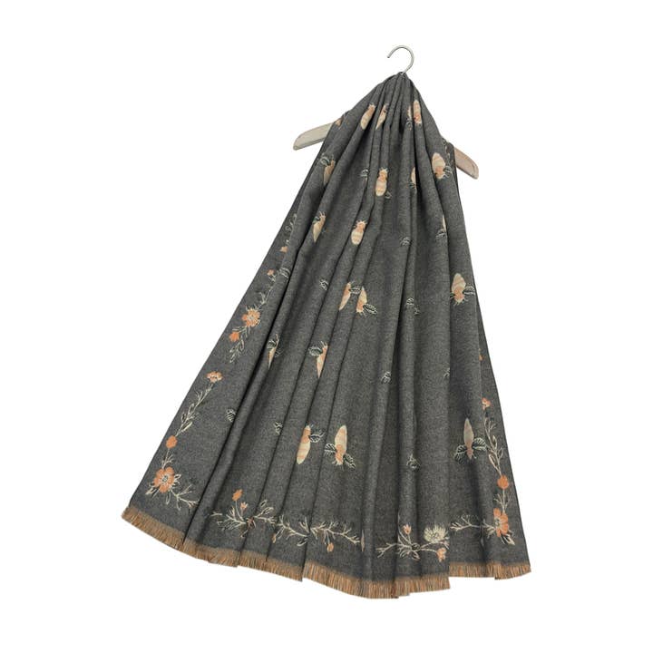 Fashion Scarf World - Wholesale Scarf – Women's - Bee & Floral Soft Woven Frayed Scarf2