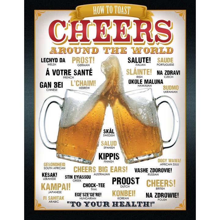 Cheers Around The World Tin Sign for wholesale by Desperate Enterprises
